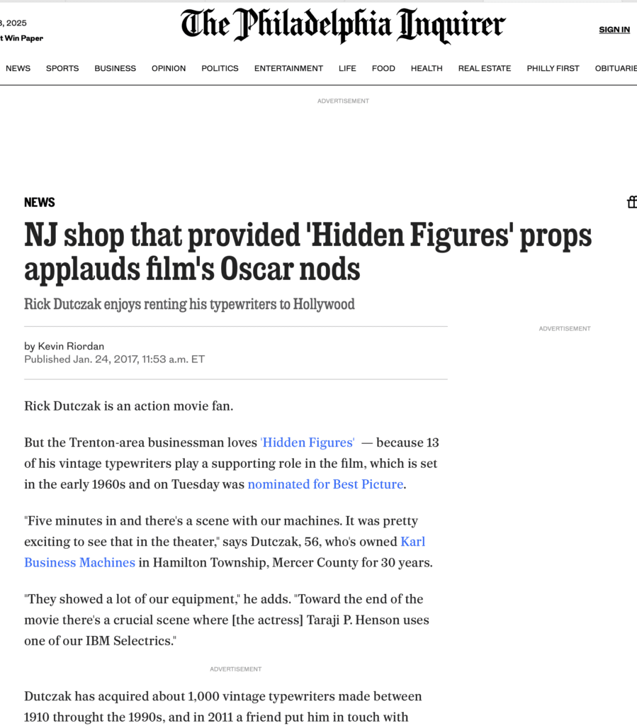 NJ shop praised for crafting 'Hidden Figures' movie props used in Hollywood.